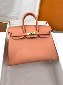 Hermes original epsom leather birkin 25 bag H25-3 crevette pink