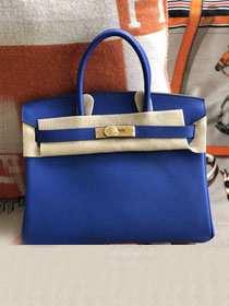 Hermes original epsom leather birkin 30 bag H30-3 blue zellige