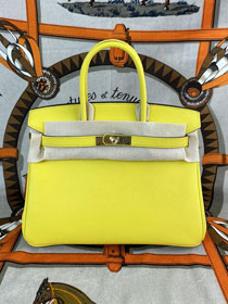 Hermes original epsom leather birkin 30 bag H30-3 jaune de naples