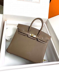 Hermes original swift leather birkin 25 bag H25-5 grey etoupe