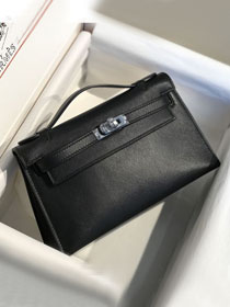 Hermes original swift leather mini kelly 22 clutch K0012 black