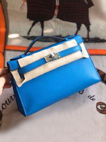 Hermes original swift leather mini kelly 22 clutch K0012 blue paradis