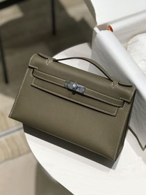 Hermes original swift leather mini kelly 22 clutch K0012 grey etoupe