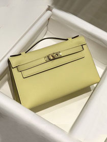 Hermes original swift leather mini kelly 22 clutch K0012 jaune poussin