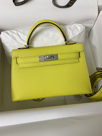 Hermes original epsom leather mini kelly 19 bag K0019 lemon yellow