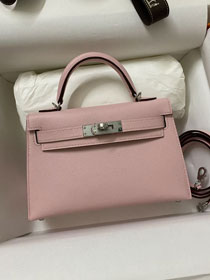 Hermes original epsom leather mini kelly 19 bag K0019 rose sakura