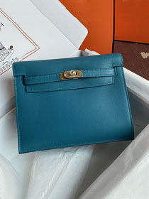 Hermes original evercolor leather kelly danse bag KD022 blue jean