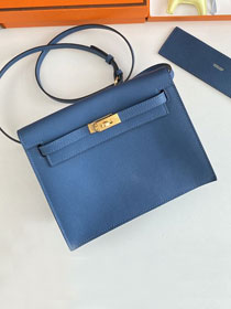 Hermes original evercolor leather kelly danse bag KD022 deep blue