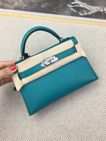 Hermes original goatskin mini kelly 19 bag KG0019 blue paon