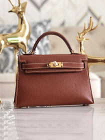 Hermes original goatskin mini kelly 19 bag KG0019 brown