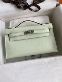 Hermes original swift leather mini kelly 22 clutch K012 vert fizz