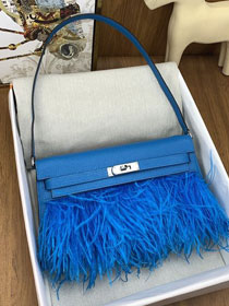 Hermes original chamkila leather kelly elan KE0028-2 blue frida 