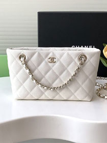 CC original grained calfskin clutch with chain AP4423 white