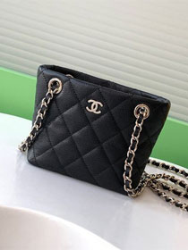 CC original grained calfskin mini clutch with chain AP4422 black