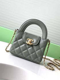 CC original calfskin clutch with chain AP3435 dark green