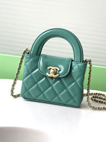 CC original calfskin clutch with chain AP3435 green