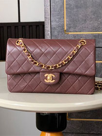 CC original lambskin medium flap bag A011012 dark brown
