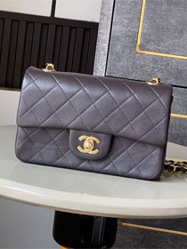CC original lambskin mini flap bag A011015 chocolate