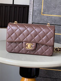 CC original lambskin mini flap bag A011015 dark brown